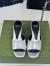 Gucci Interlocking G Heel Sandals in Silver Metallic Leather