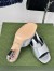 Gucci Interlocking G Heel Sandals in Silver Metallic Leather