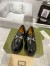 Gucci Women's Lug Sole Loafers in Black Leather with Crystals Horsebit 
