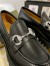 Gucci Women's Lug Sole Loafers in Black Leather with Crystals Horsebit 