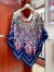 Gucci Interlocking G Floral Shawl in Blue Cashmere