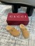 Gucci Horsebit Mules in Beige GG Suede with Shearling