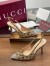 Gucci Horsebit Slingback Pumps with Crystals in Beige GG Canvas