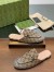 Gucci Women's Princetown Slippers with Crystals in Beige GG Canvas