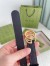 Gucci GG Marmont Thin Belt 20MM in Black Embossed Crocodile Leather