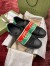 Gucci Men's Ace Sneakers in Black Leather with Elastic Web