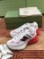 Gucci Women's Rhyton Sneakers in Pink Mesh with Leather