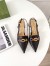 Gucci Slingback Pumps in Black Leather with Bamboo Horsebit