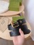Gucci Black Leather Belt 35MM with Square Buckle and Interlocking G