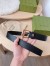 Gucci Black Leather Belt 35MM with Square Buckle and Interlocking G