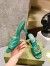 Gucci Slide Sandals 75mm in Green Matelasse Leather