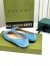 Gucci Ballet Flats in Blue Leather with Stitched Interlocking G