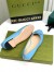 Gucci Ballet Flats in Blue Leather with Stitched Interlocking G