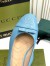 Gucci Ballet Flats in Blue Leather with Stitched Interlocking G