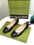 Gucci Ballet Flats in Black Leather with Stitched Interlocking G