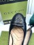 Gucci Ballet Flats in Black Leather with Stitched Interlocking G