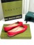 Gucci Ballet Flats in Red Leather with Stitched Interlocking G