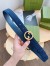 Gucci Blondie Belt 30MM in Blue Suede Calfskin
