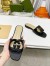 Gucci Interlocking G Cut-out Slide Sandals in Black Leather