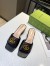 Gucci Double G Slide Sandals 55mm in Black Matelasse Leather