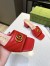 Gucci Double G Slide Sandals 55mm in Red Matelasse Leather