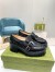Gucci Women's Lug Sole Loafers in Black Matelasse Leather Leather