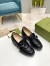 Gucci Women's Lug Sole Loafers in Black Matelasse Leather Leather