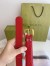 Gucci Crystal Horsebit Belt 30MM in Red Crocodile Embossed Leather