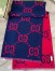 Gucci GG Jacquard Wool Silk Scarf in Blue and Red 