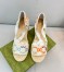 Gucci Espadrille Wedge Sandals In Multicolor GG Linen