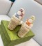 Gucci Espadrille Wedge Sandals In Multicolor GG Linen
