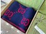 Gucci GG Jacquard Wool Silk Scarf in Blue and Red 