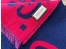 Gucci GG Jacquard Wool Silk Scarf in Blue and Red 