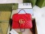 Gucci GG Marmont Mini Top Handle Bag in Red Chevron Calfskin