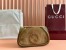 Gucci Blondie Small Shoulder Bag with Enamel G in Brown Suede Leather