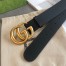 Gucci Black Leather Belt 38MM with Antiqued Brass Double G Buckle