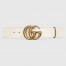 Gucci White Leather Belt 38MM with Antiqued Brass Double G Buckle