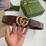 Gucci GG Supreme & Brown Leahter Belt 38MM with Double G Buckle