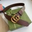 Gucci GG Supreme & Brown Leahter Belt 38MM with Double G Buckle