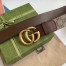Gucci GG Supreme & Brown Leahter Belt 38MM with Double G Buckle