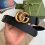 Gucci GG Supreme & Black Leahter Belt 38MM with Double G Buckle