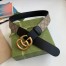 Gucci GG Supreme & Black Leahter Belt 38MM with Double G Buckle