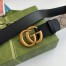 Gucci GG Supreme & Black Leahter Belt 38MM with Double G Buckle