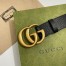 Gucci Black Grained Leather Belt 38MM with Double G Buckle