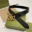 Gucci Black Grained Leather Belt 38MM with Double G Buckle