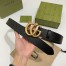 Gucci Black Grained Leather Belt 38MM with Double G Buckle