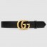 Gucci Black Grained Leather Belt 38MM with Double G Buckle