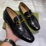 Gucci Men's Jordaan Loafers in Black Crocodile Embosses Leather