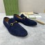 Gucci Men's Jordaan Loafers in Blue Suede Leather