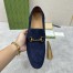 Gucci Men's Jordaan Loafers in Blue Suede Leather